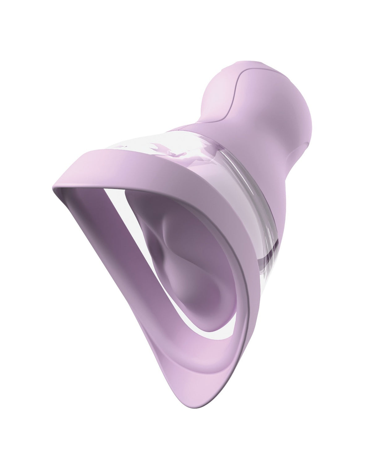 The Pipedream Fantasy For Her Veloura Touch Pleasure Pump, a light purple vulva pump with two nubs on the inside.