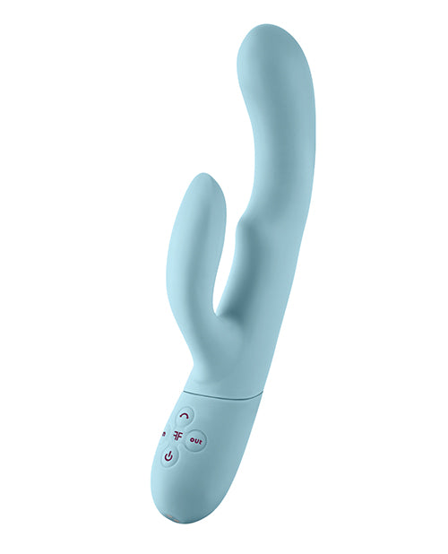 Advanced rabbit toy with internal motion feature blue side view