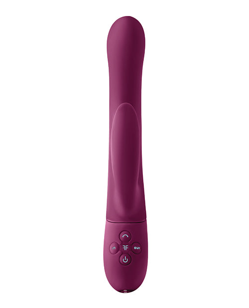 Dual stimulation vibrator with innovative movement fuchsia control panel