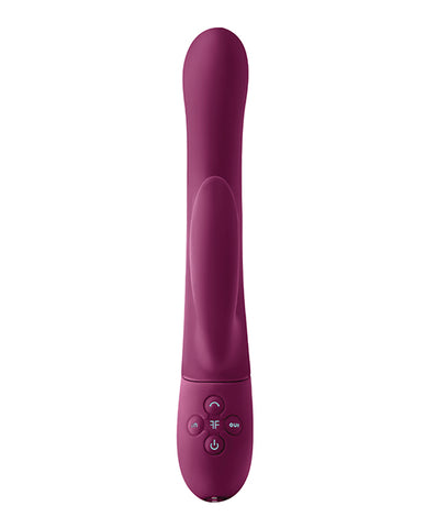Dual stimulation vibrator with innovative movement fuchsia control panel
