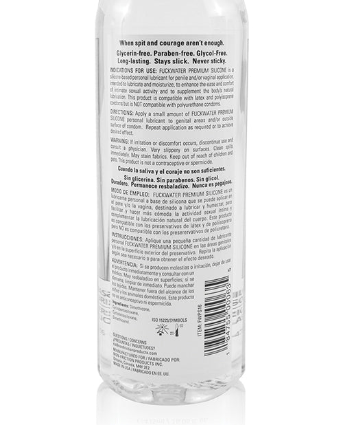 Back label of a clear container with text on a white background