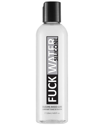 Silicone-based lubricant bottle with black text on a white background