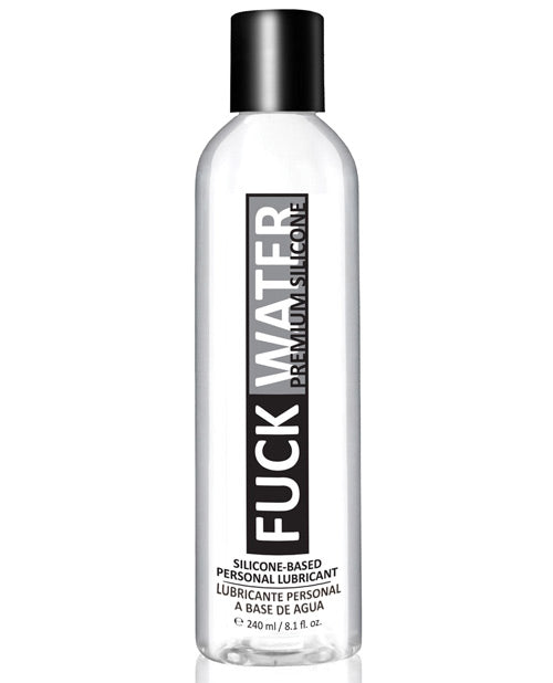 Silicone-based personal lubricant bottle on a white background