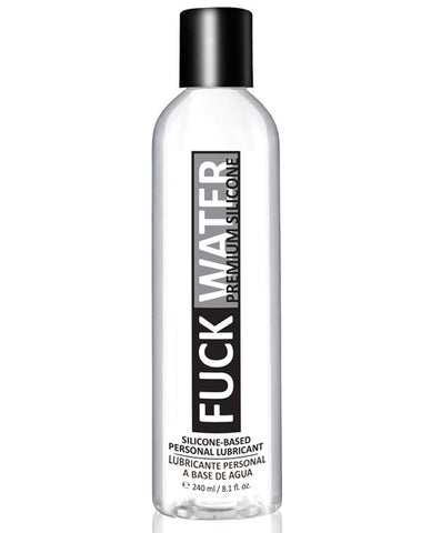 Silicone-based personal lubricant bottle on a white background
