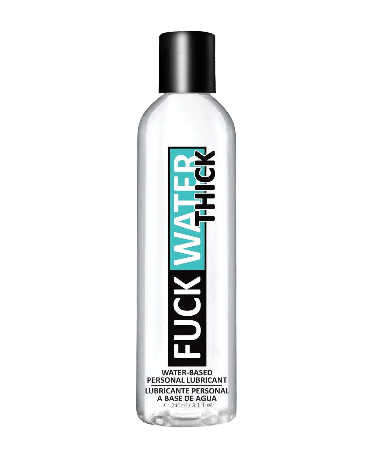 Bottle of Fuck Water Thick personal lubricant on a white background