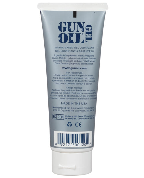 Tube of Gun Oil water-based gel lubricant on a white background