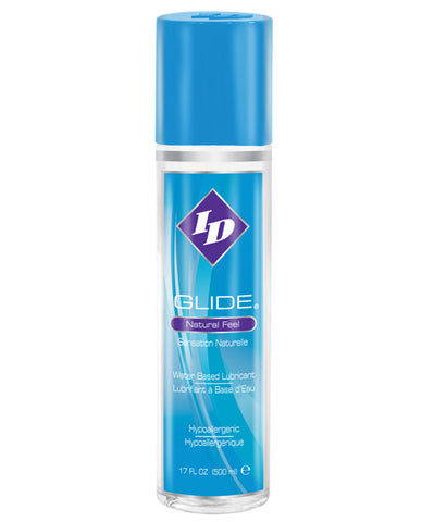 Blue cylindrical container of ID Glide lubricant on a white background