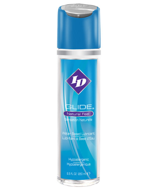 Blue lubricant bottle with a visible brand logo on a white background