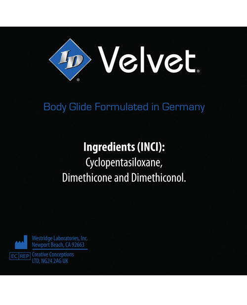 ID Glide product label with ingredients listed on a black background
