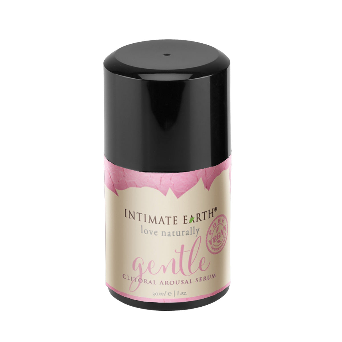 Intimate Earth gentle clitoral arousal serum bottle on a white background