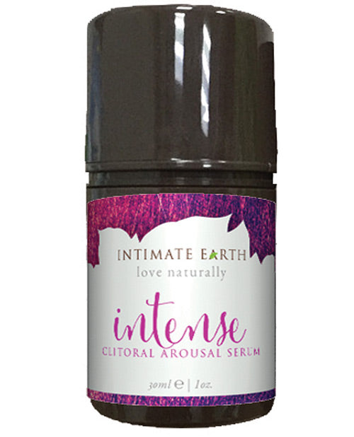 Intimate Earth Intense Clitoral Arousal Serum bottle on a white background