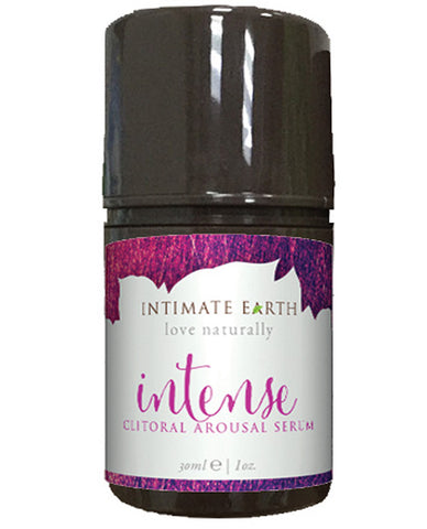 Intimate Earth Intense Clitoral Arousal Serum bottle on a white background