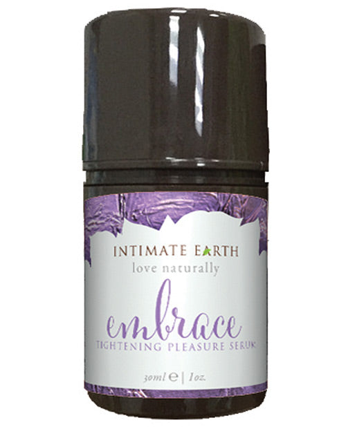 Intimate Earth Embrace tightening pleasure serum bottle on a white background