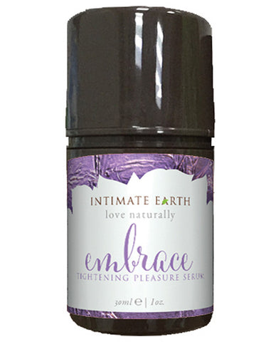Intimate Earth Embrace tightening pleasure serum bottle on a white background