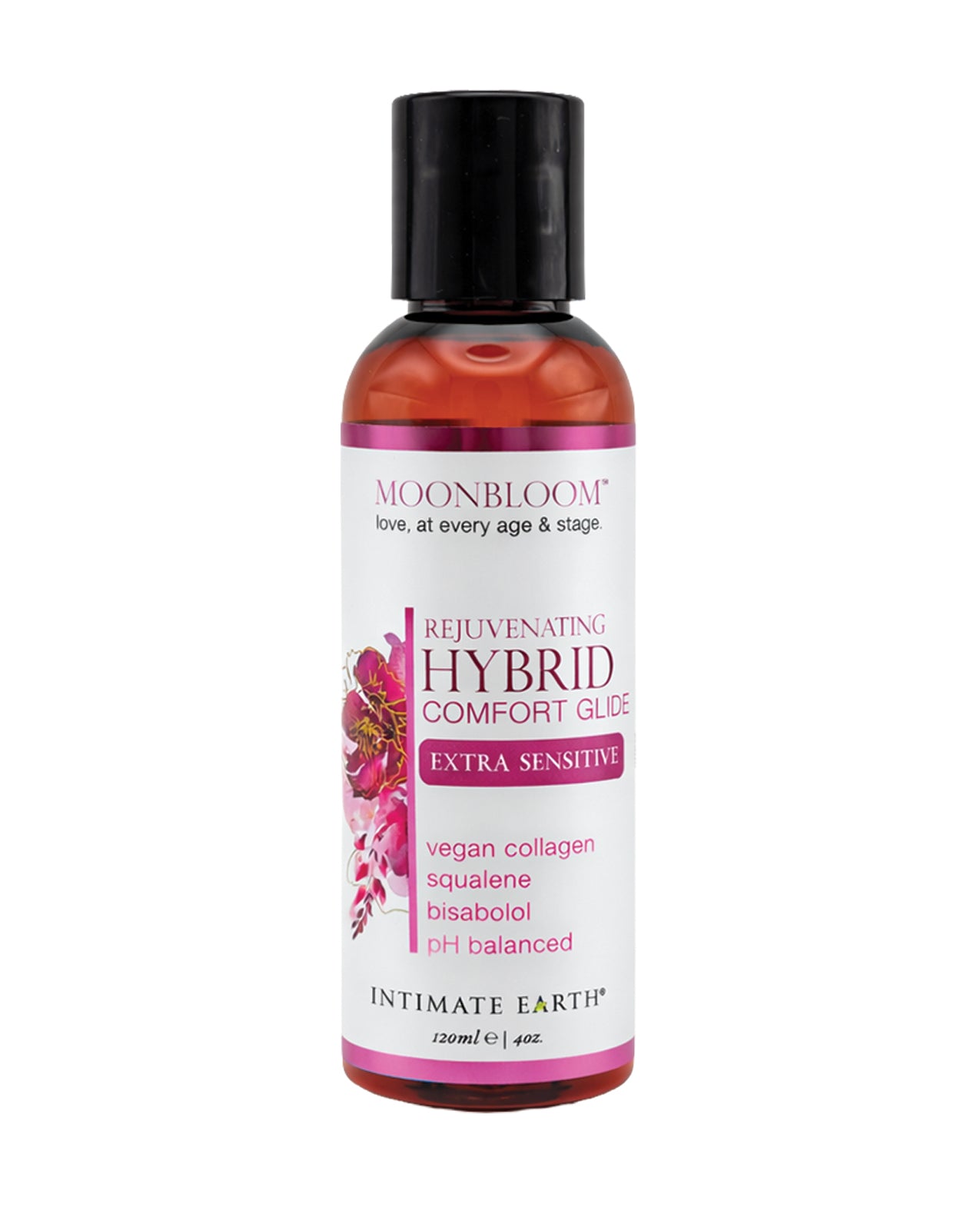Bottle of Intimate Earth Moonbloom Hybrid Comfort Glide on a white background