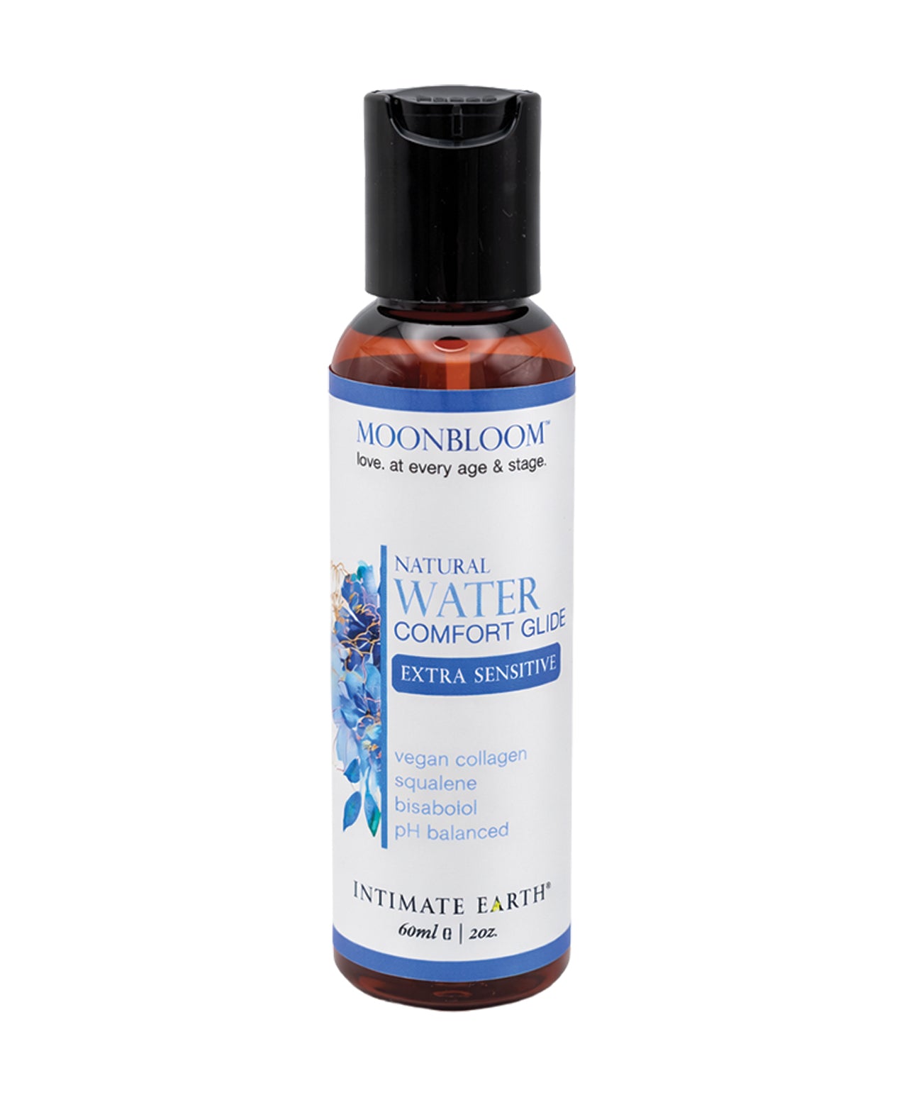 Bottle of Moonbloom Natural Water Comfort Glide on a white background