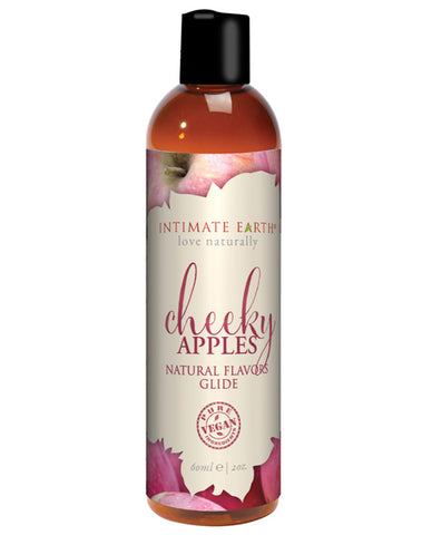 A bottle of Intimate Earth Cheeky Apples Natural Flavor Glide - 2oz