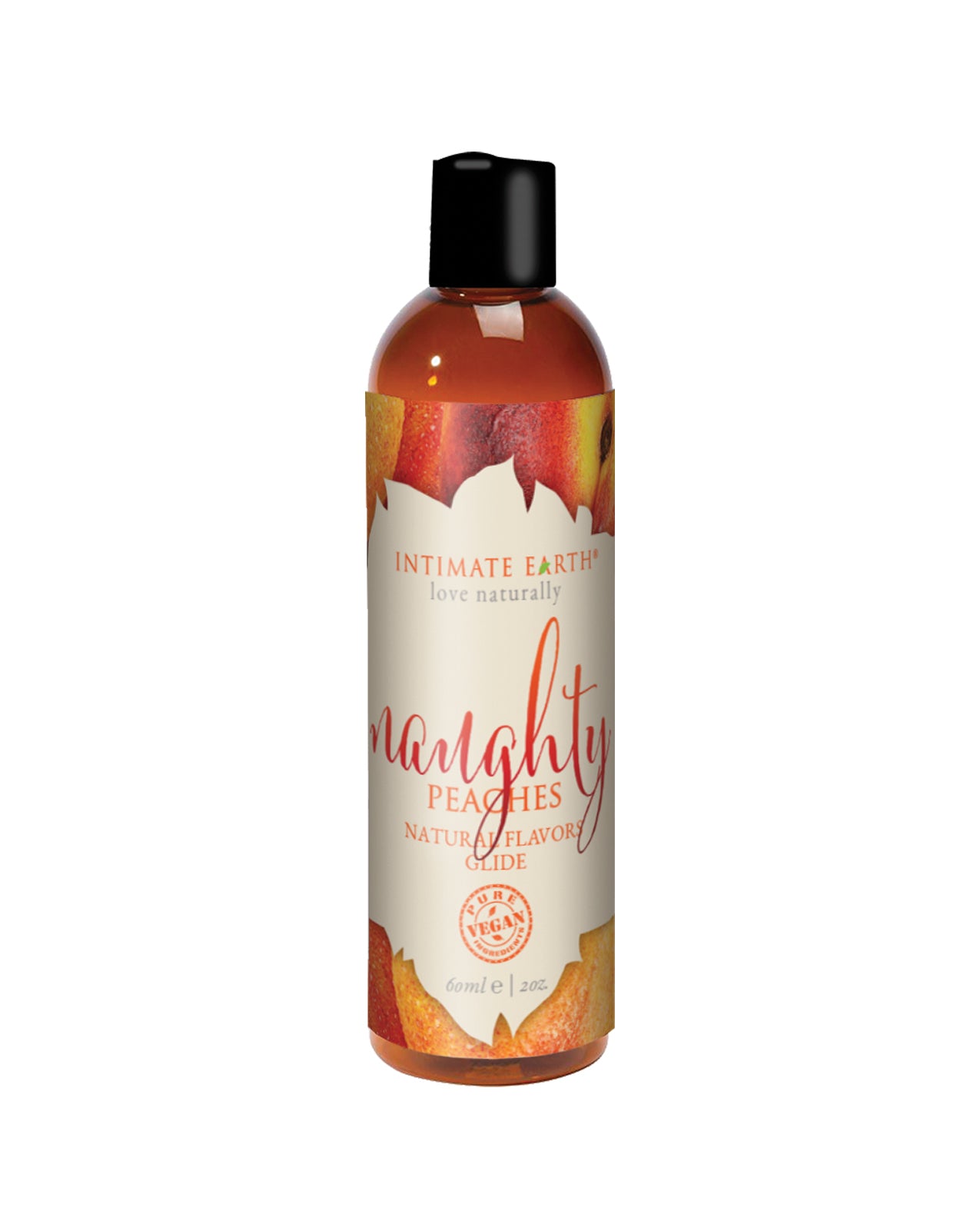 A bottle of Intimate Earth Naughty Peaches Natural Flavor Glide