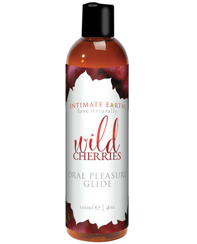 A bottle of Intimate Earth Wild Cherries Natural Flavor Glide 4oz