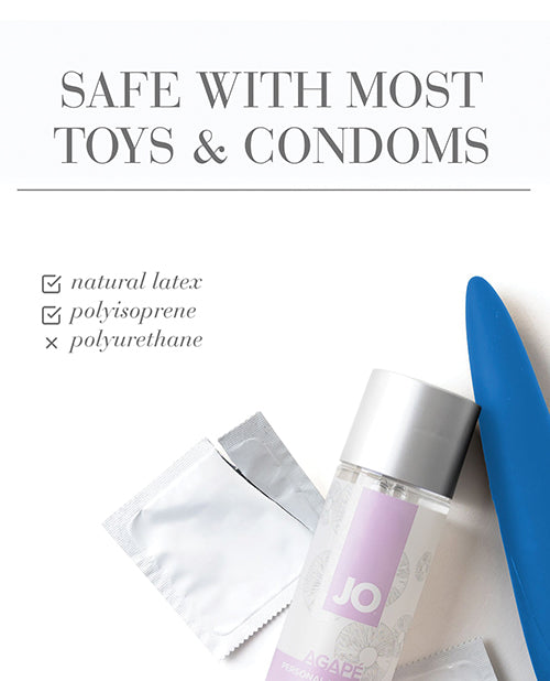 Product packaging with text indicating safety with most toys and condoms.