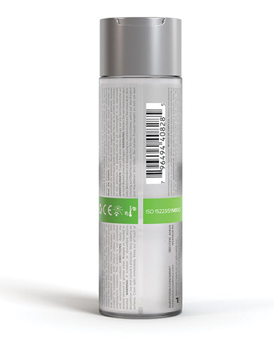 Silver cylindrical container with a barcode and text on a white background