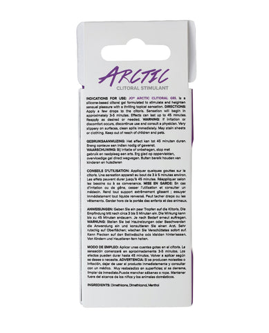 Package of Arctec clitoral stimulant with text on a white background