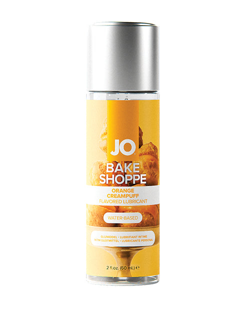 Bottle of JO Bake Shoppe flavored lubricant on a white background