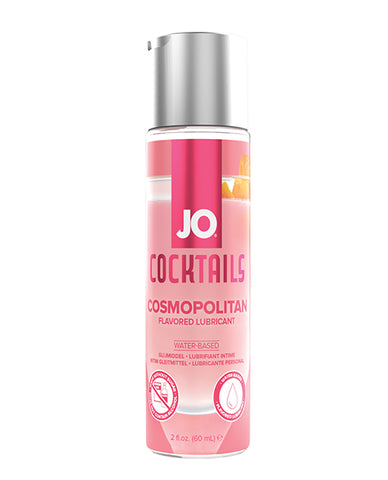 Pink bottle of JO Cocktails Cosmopolitan flavored lubricant on a white background