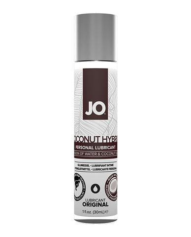 JO Coconut Hybrid personal lubricant bottle on a white background
