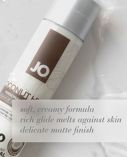 JO personal lubricant bottle with product description text overlay