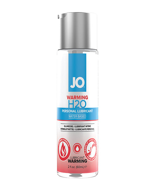JO Warming H2O personal lubricant bottle on a white background