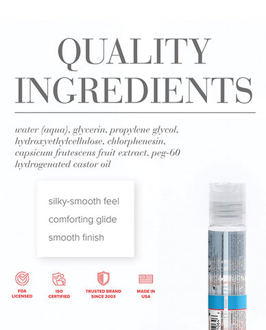 Product packaging with quality ingredients list and branding elements on a white background