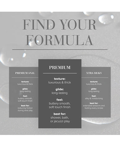Product packaging with 'Find Your Formula' text and three option panels on a gray background.