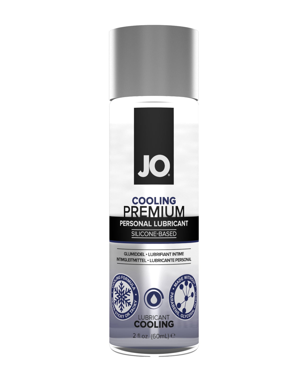 JO Cooling Premium personal lubricant can on a white background
