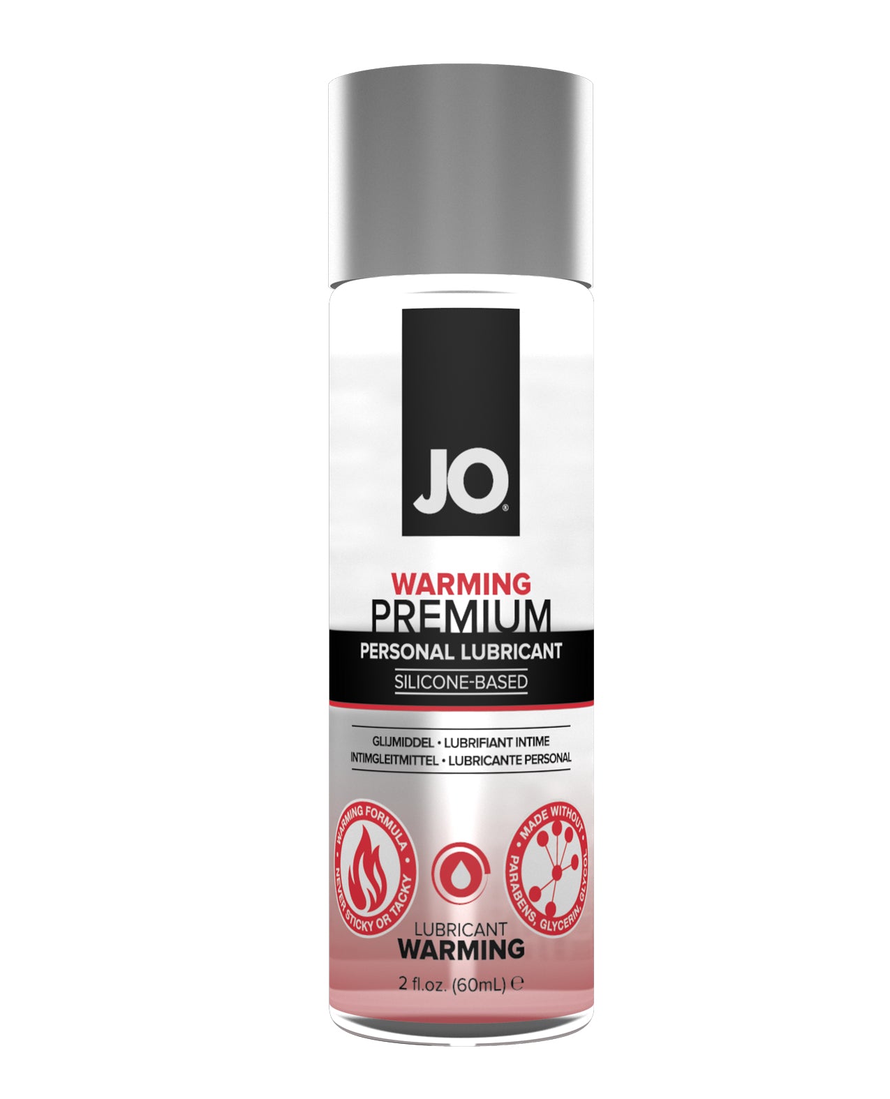 JO warming personal lubricant bottle on a white background