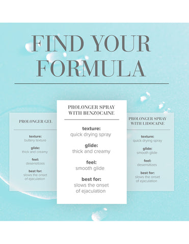 Formula comparison char for prolonger spray.