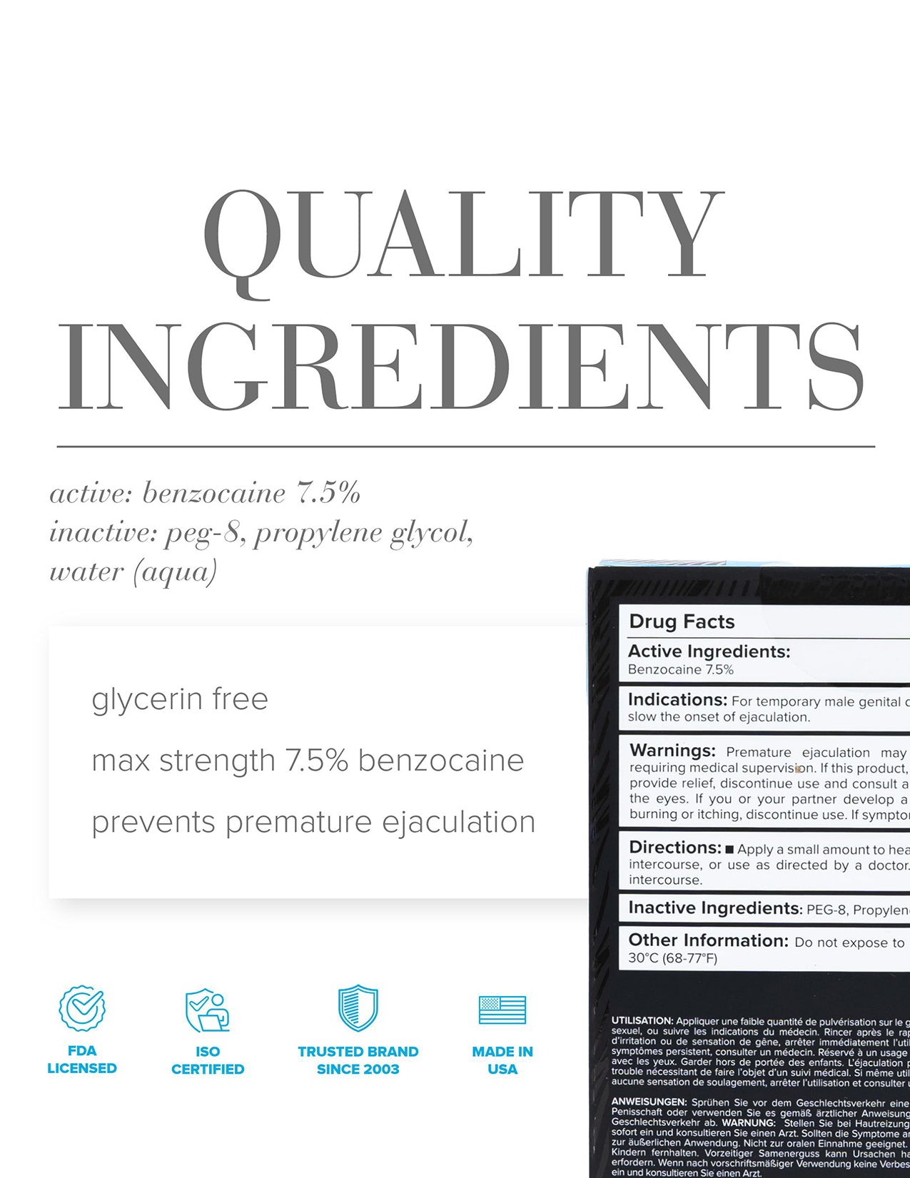 Ingredients list of JO Prolonger Spray