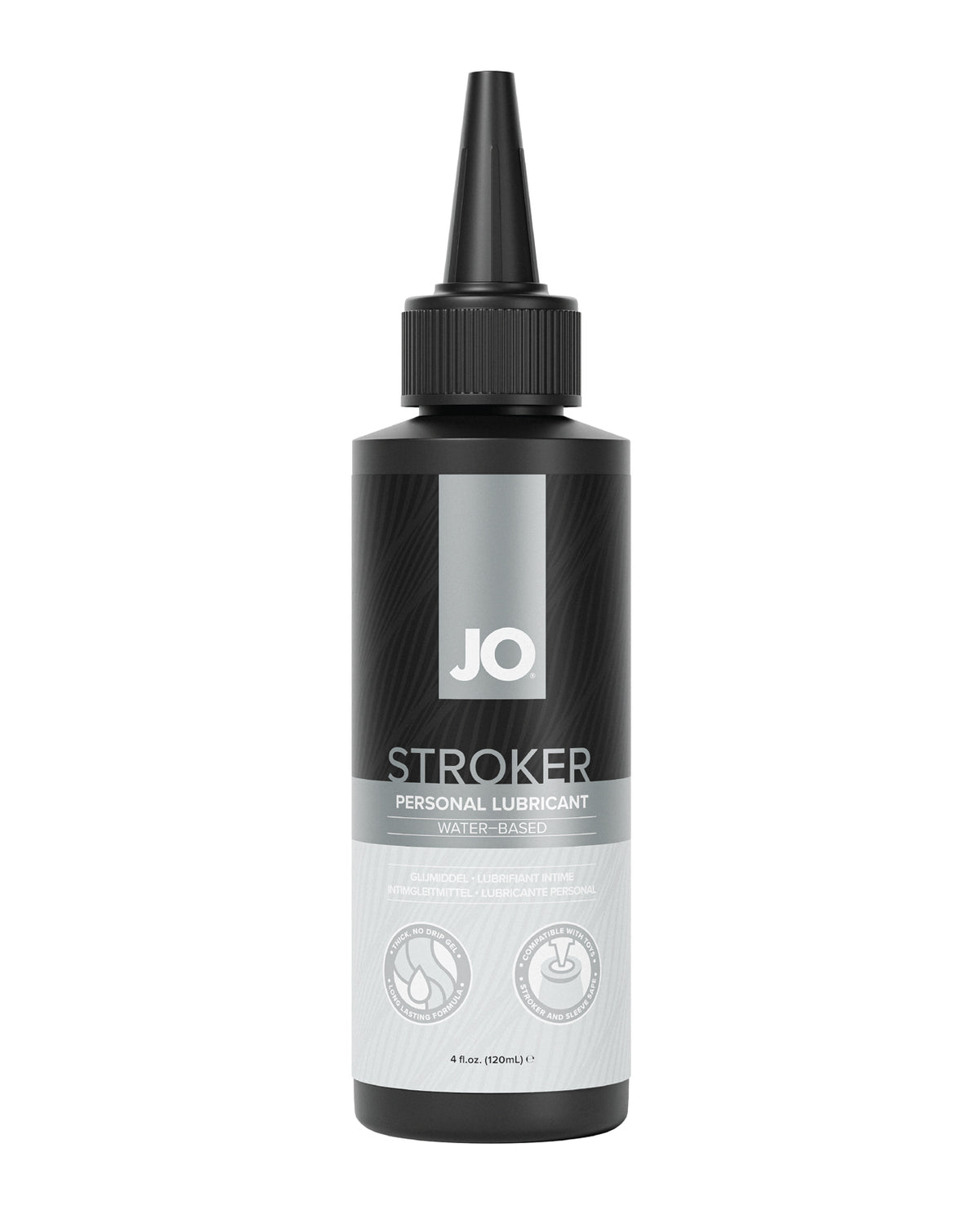 Bottle of JO Stroker personal lubricant on a white background