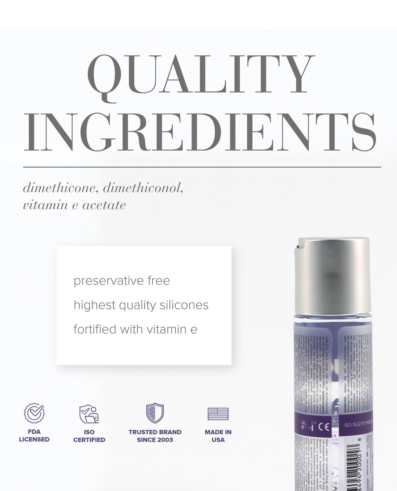 Product description and ingredients list.