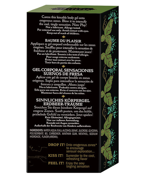 Product packaging with text and green leaf design on a white background