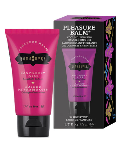 Kama Sutra Raspberry Kiss pleasure balm with packaging on a white background