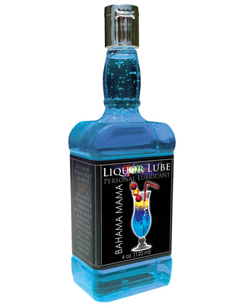 Blue bottle of Bahama Mama Liquor Lube on a white background