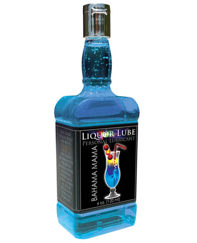 Blue bottle of Bahama Mama Liquor Lube on a white background
