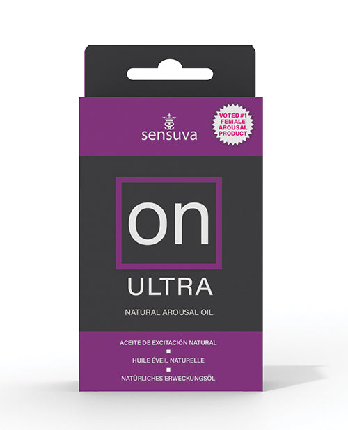 Sensuva on Ultra natural arousal oil packaging on a white background