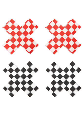 Peekaboos Off The Wall Checkered Pasties - 2 Pairs 1 Black/1 Red