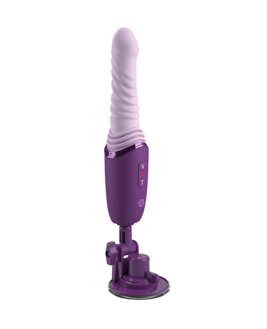 The Pipedream Fantasy For Her Luxe Thrust, a rippled purple dildo with a darker purple locking suction cup base.