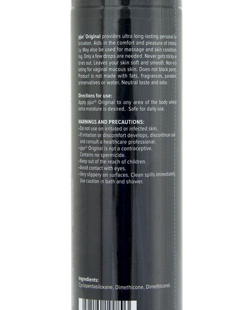 Back label of lube with text and ingredient list on a white background