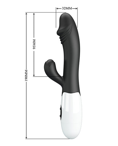 Portable rabbit vibrator with multiple vibration modes dimensions in black