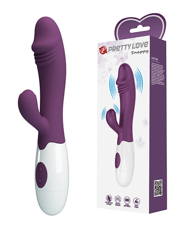 Dual stimulation vibrator with flexible bunny ears with box