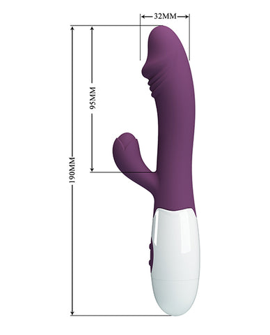 Dual stimulation vibrator with flexible bunny ears dimensions